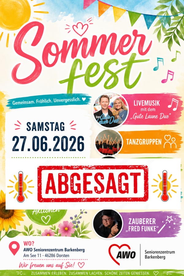Plakat Sommerfest abgesagt